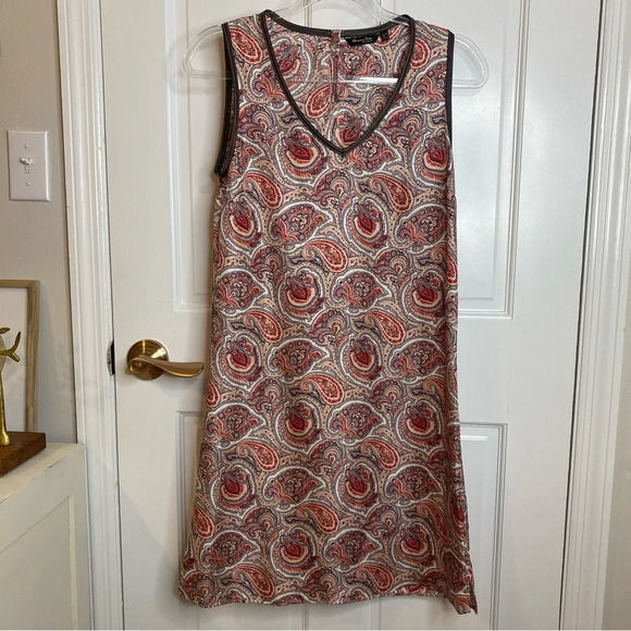 MASSIMO DUTTI 100% Silk paisley sleeveless midi bodycon dress tunic size 4 - Picture 5 of 8